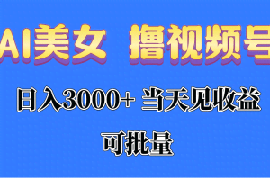 (10471期)AI美女 撸视频号分成,当天见收益,日入3000+,可批量!!!