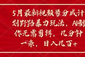 (10488期)5月最新视频号分成计划野路暴力玩法,ai制作,无需剪辑。几分钟一条,…