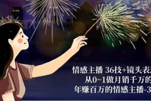 (10538期)情感主播 36技+镜头表现力:从0~1做月销千万的,年赚百万的情感主播-37节