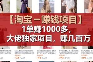 (11685期)【淘宝赚钱项目】1单可赚1000多,大佬独家项目,年赚几百万